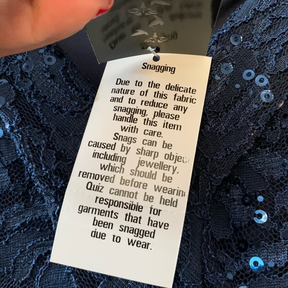 NWT Quiz Navy Sequin Bardot Fishtail Maxi size 6 - Picture 10 of 12